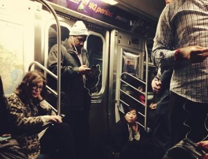 People in stalled NYC subway