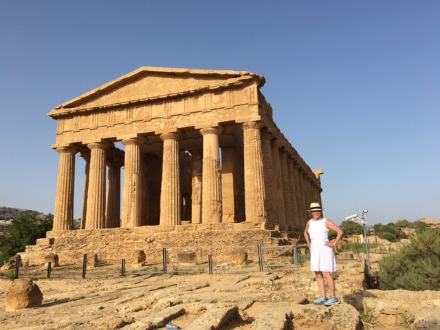 Barbara Nevins Taylor at the Temple of Concordia Agrigento Sicily