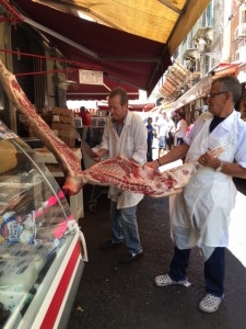 Butchers in Catania Market,Sicilia