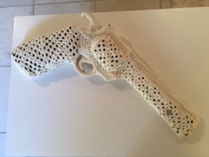 Crocheted Gun in Ortigia, Sicily Exhibit