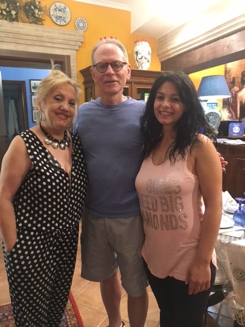 Nick Taylor, Rita Chiaramonte and Grazia at B&B Kimera Piazza Armerina Sicily