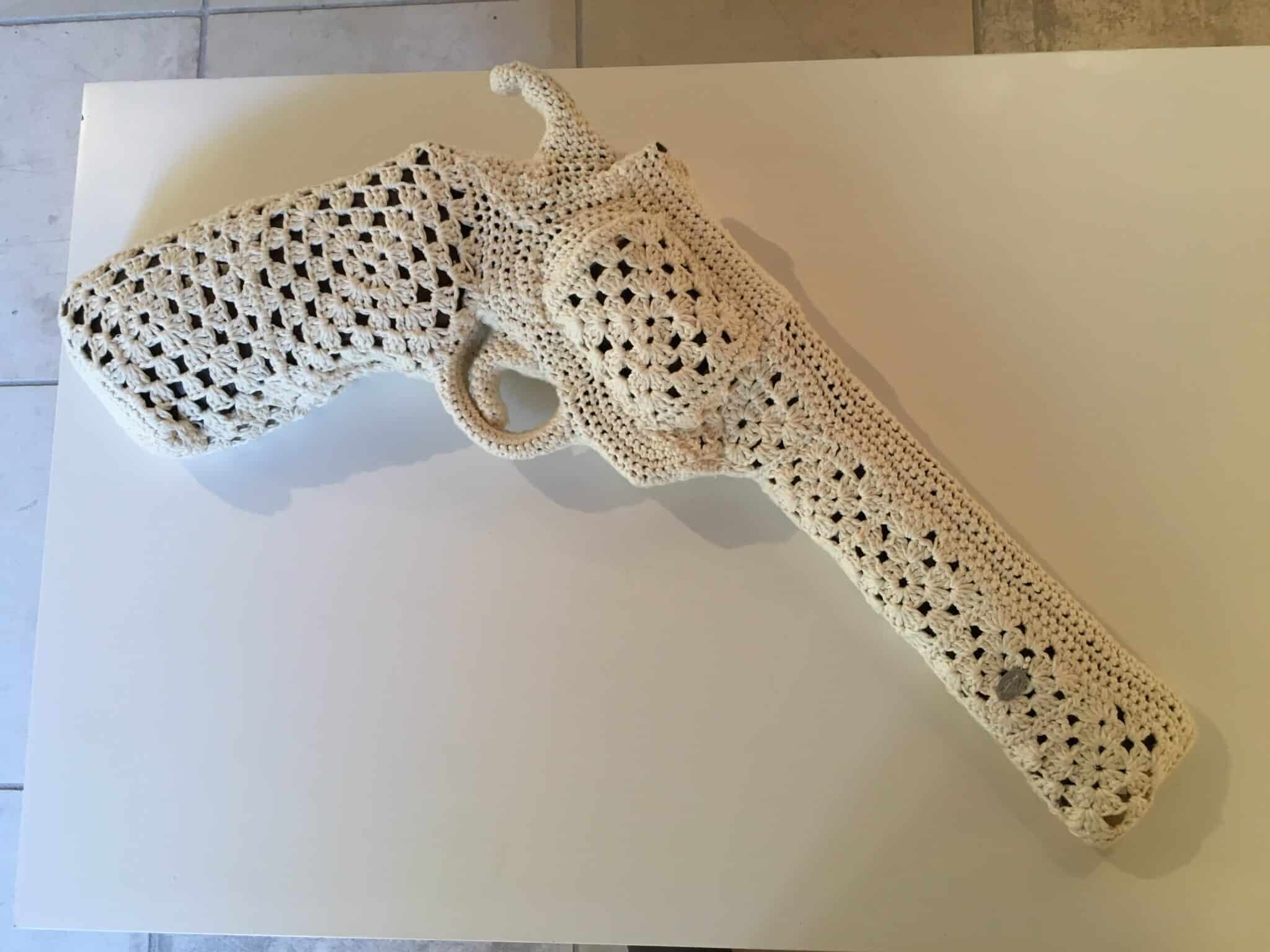 Crochet Gun on exhibit in Ortigia, Sicily. Photo by ConsumerMojo.com.