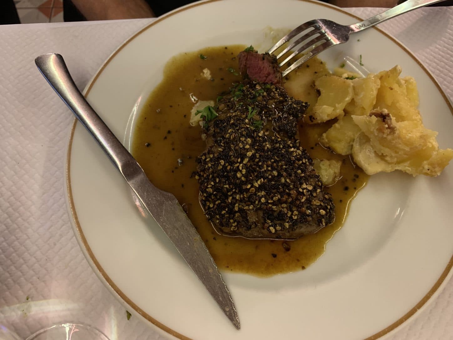 Steak au poivre at Chez Paul, Paris, France