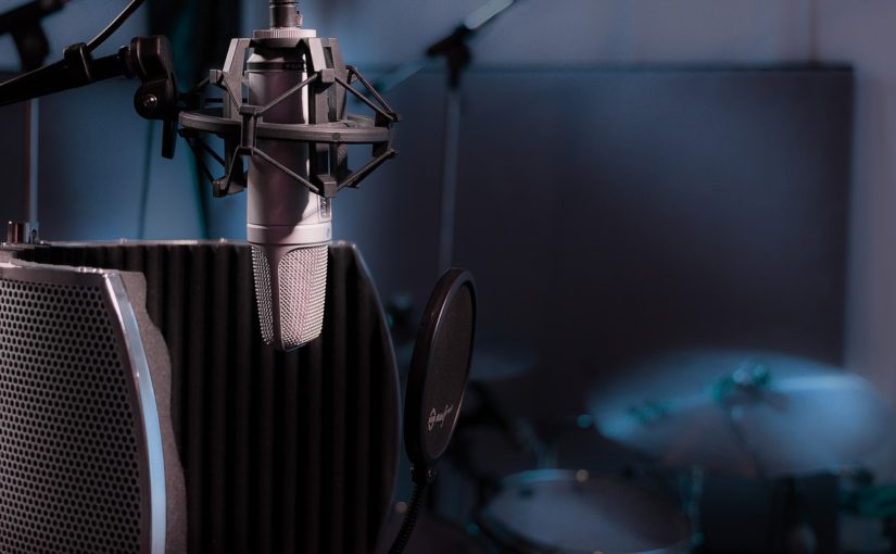 Microphone for audiobook recording in dark studio