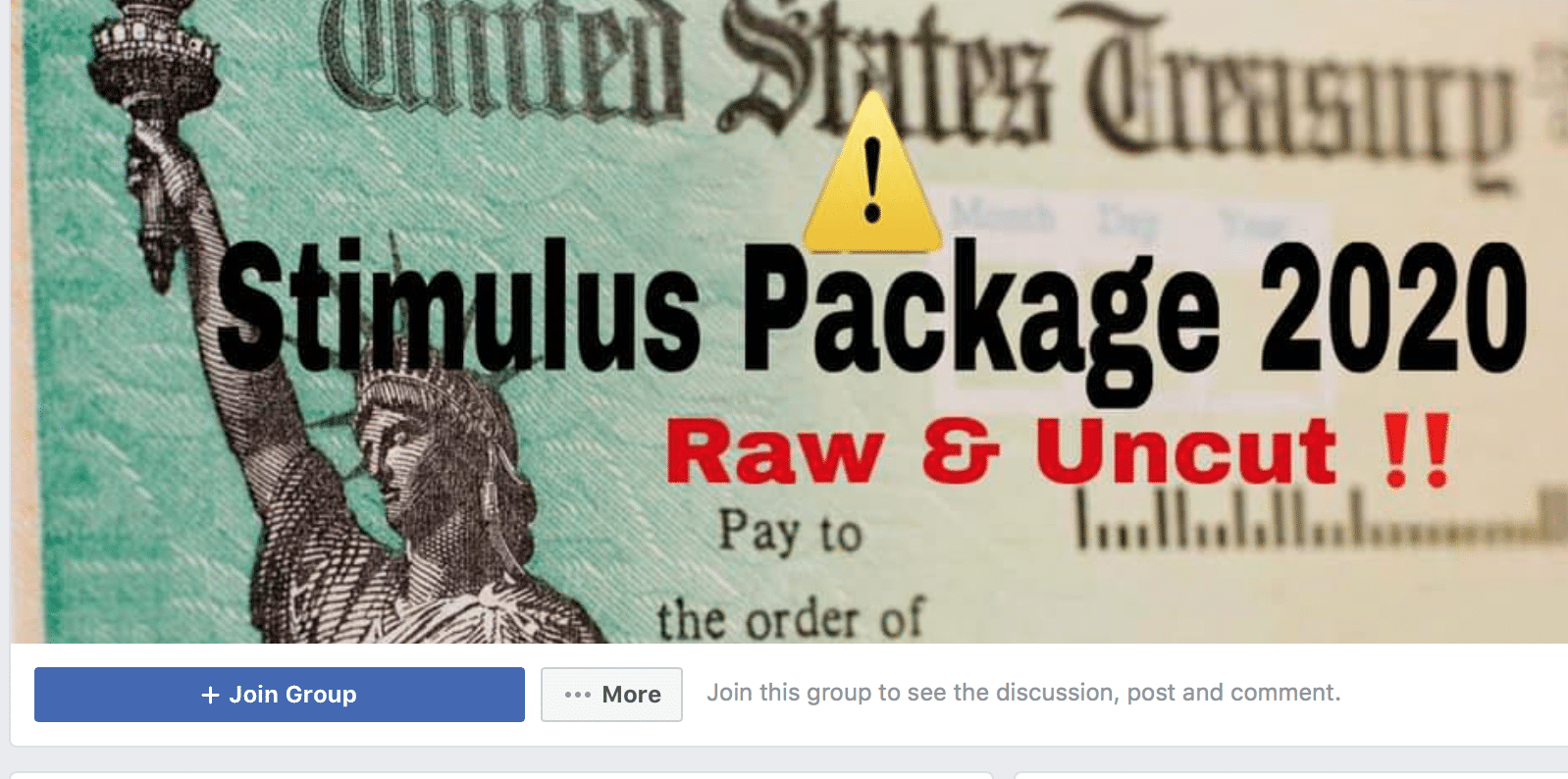 Facebook stimulus page