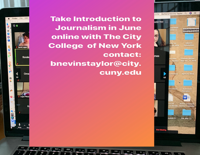 Introduction to Journalism class information on a computer