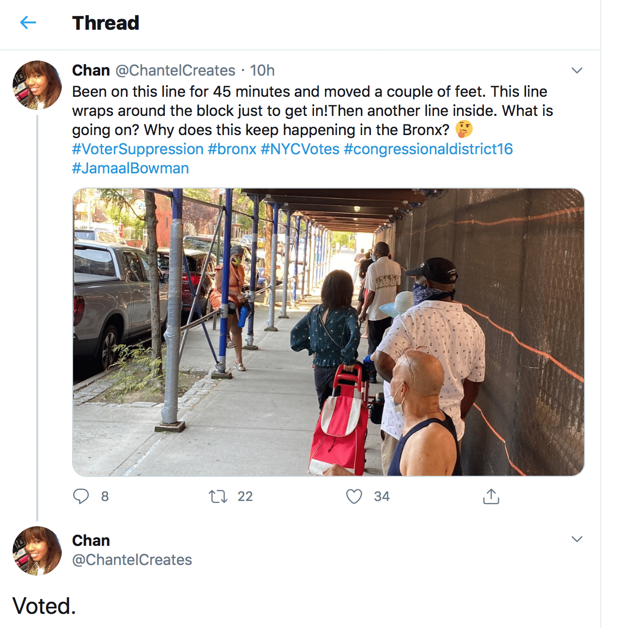 Long lines at Bronx Polling Place