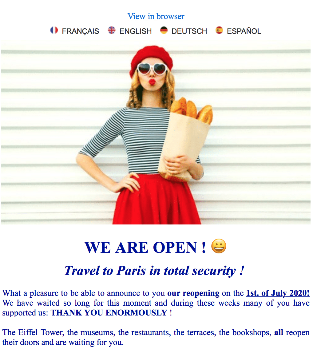 email invitation to visit Paris
