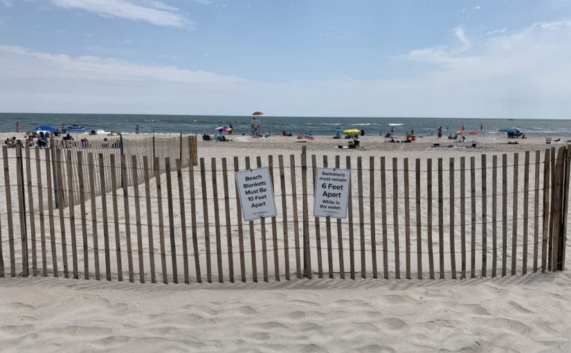 Safe distance signs at Robert Moses State Park, Babylon, New York
