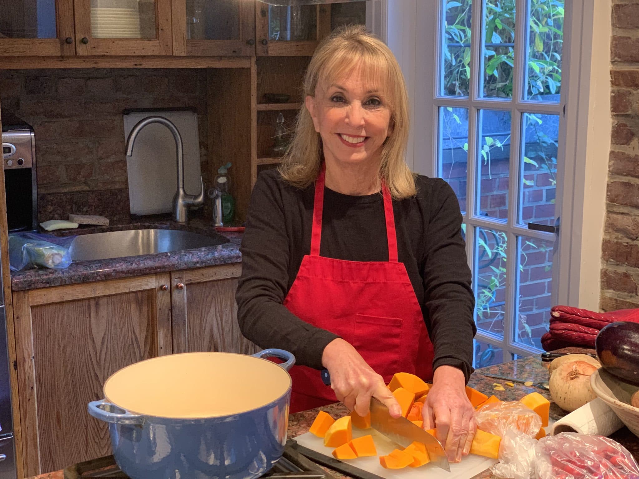 Barbara Nevins Taylor cooking Thanksgiving dinner 2018