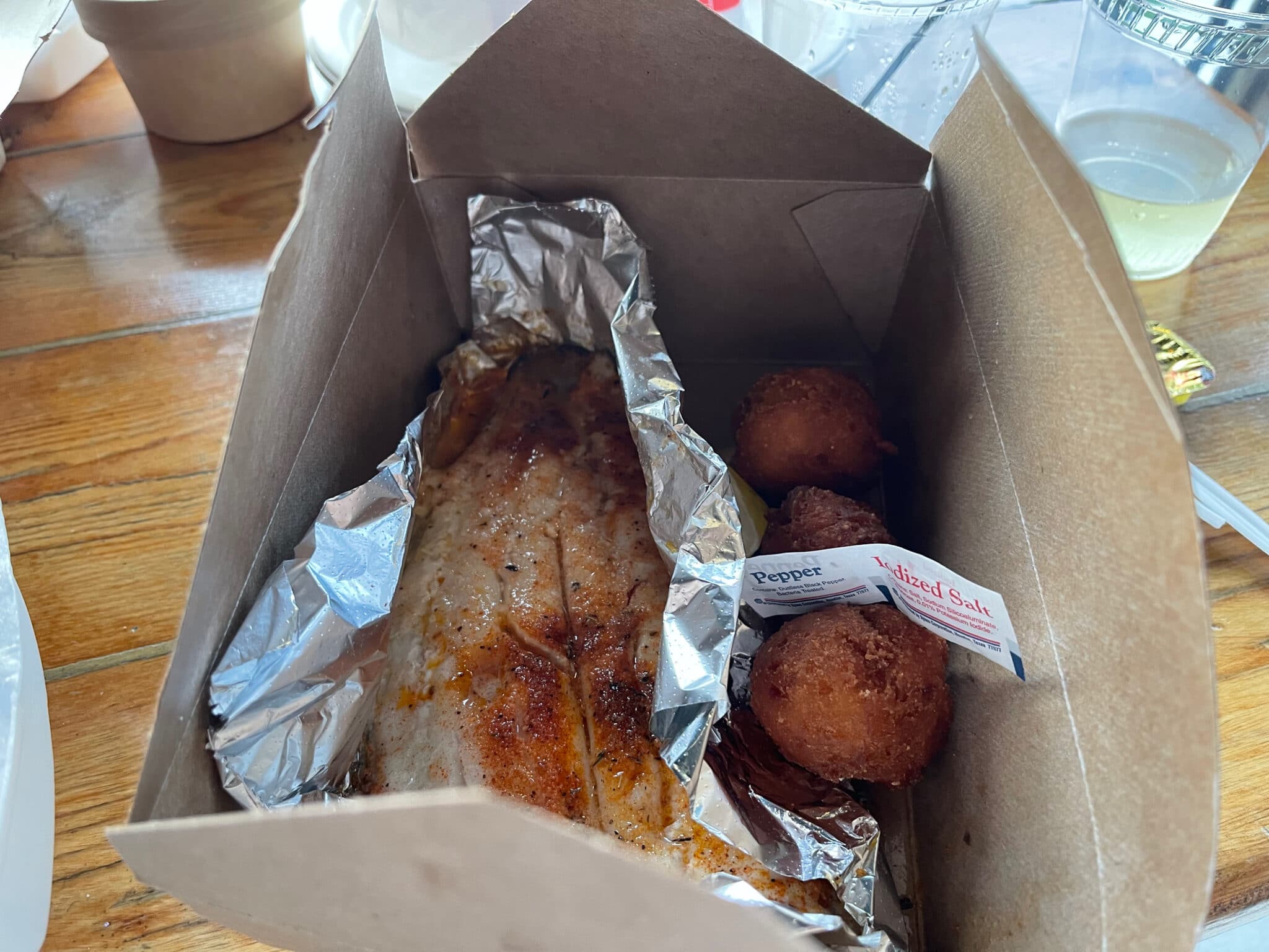 Flounder and hush puppies at Don's, Chincoteague, Virginia. Photo by ConsumerMojo.com