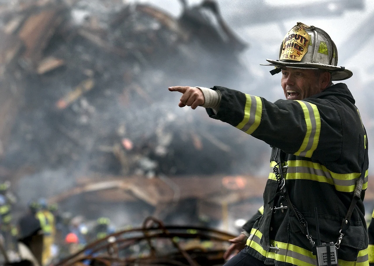 Firefighter in the rubble of 9/11