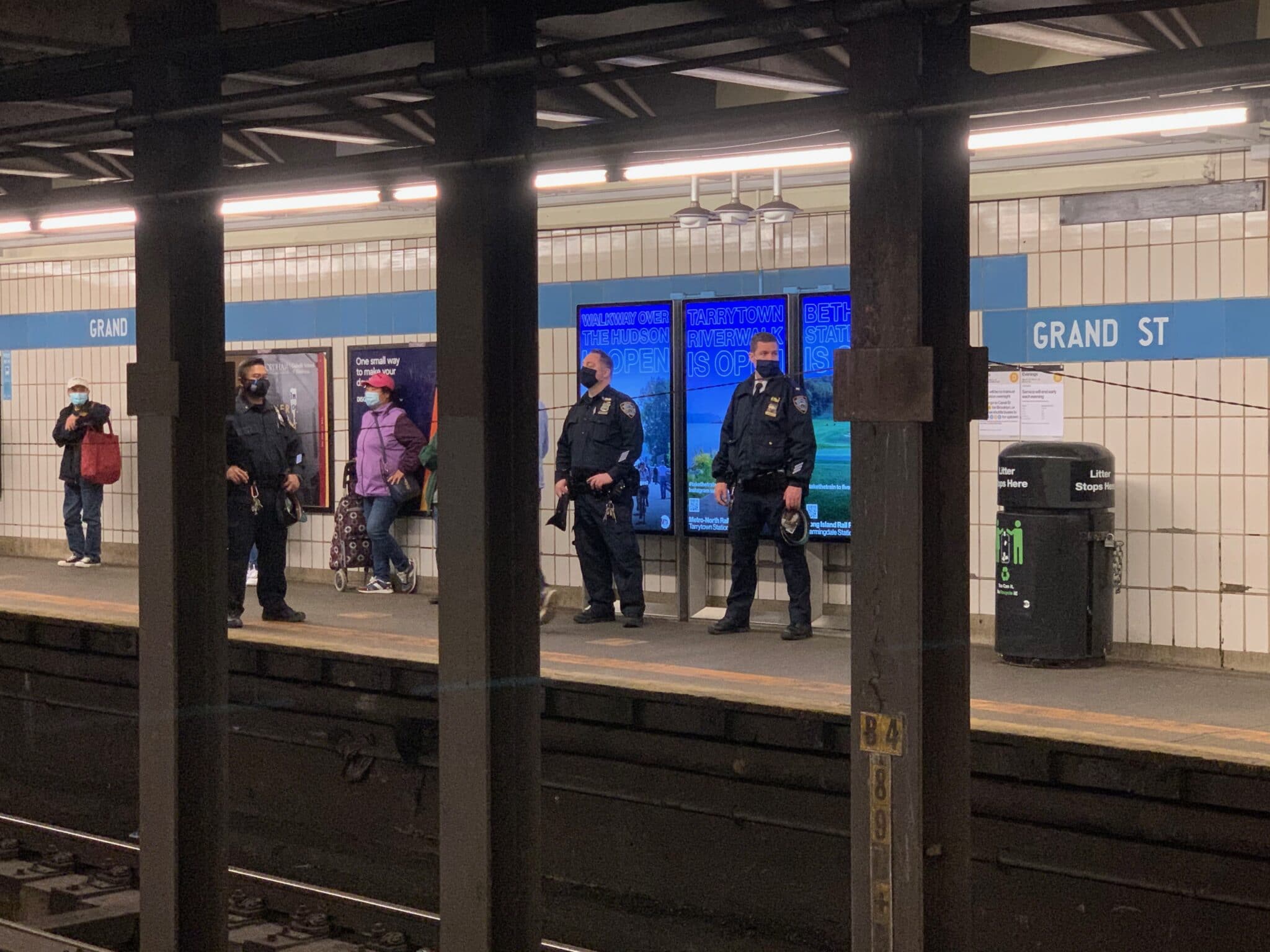 Cops on the Grand Street Subway Platform, Photo by ConsumerMojo.com