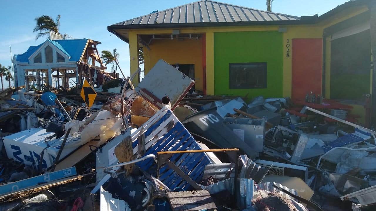 Houses and stores became rubble in Ft. Myers, Florida 