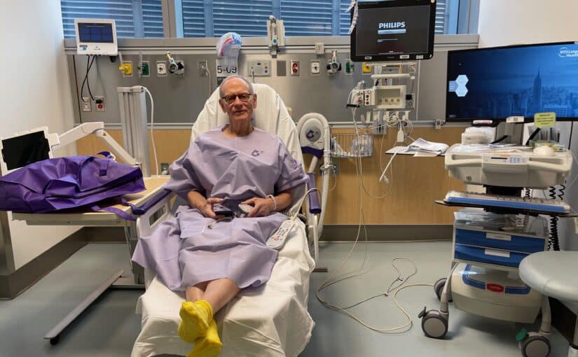 Nick Taylor awaiting surgery in Kimmel Center at NYU Langone Medical Center.