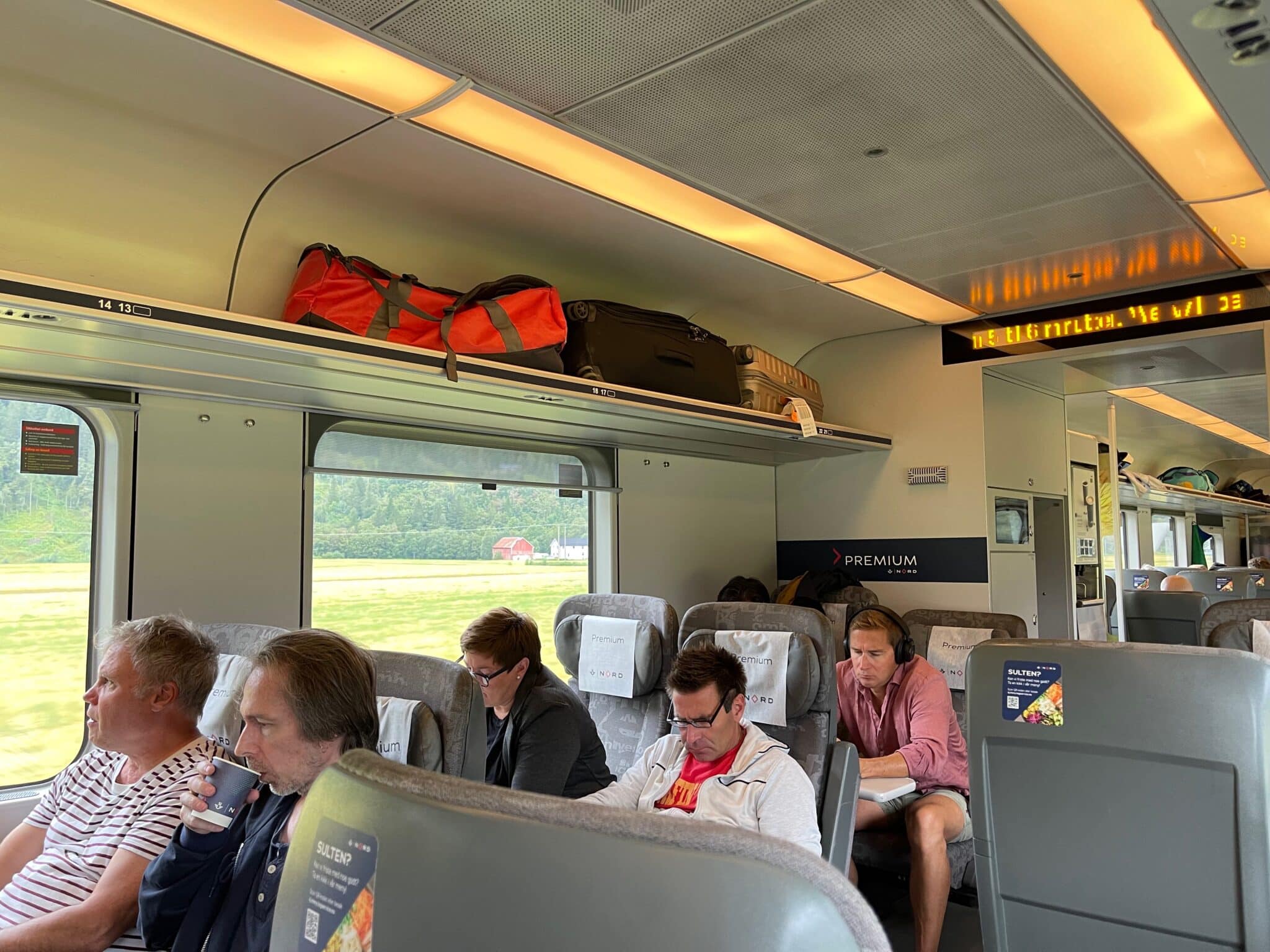 First Class Train Compartment on SJ train from Norway to Trondheim