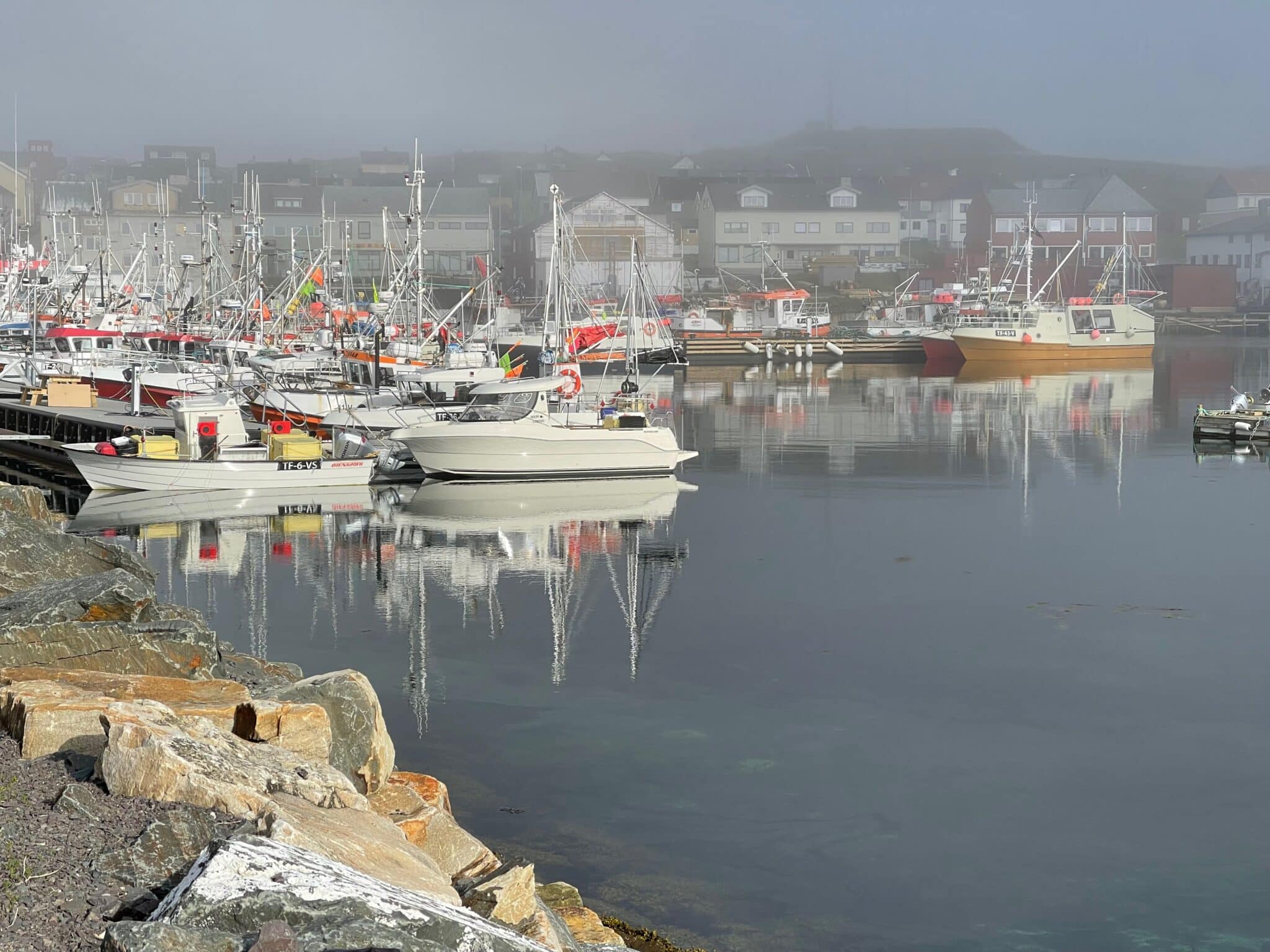 Fog at the dock in Vardo, Norway