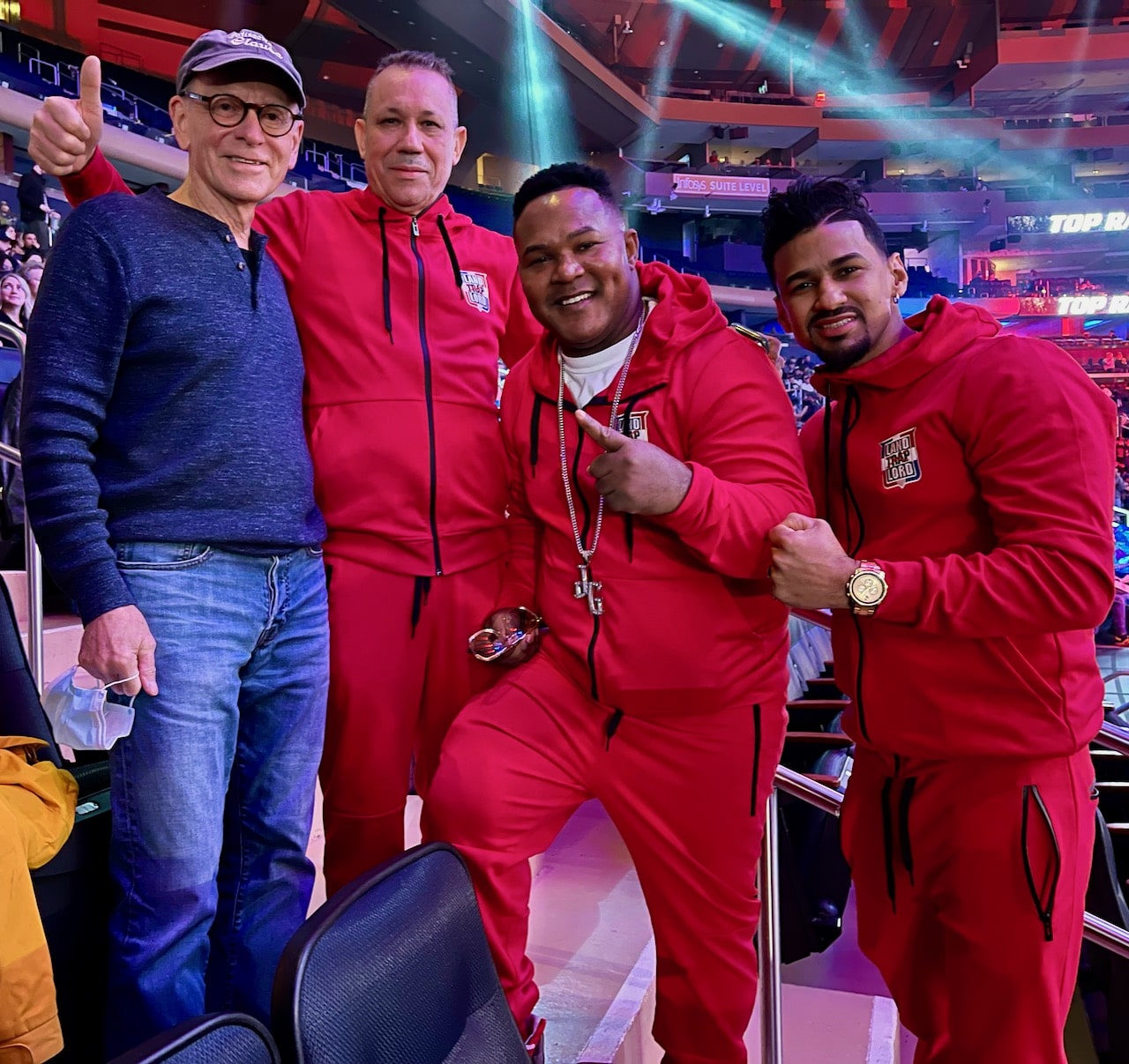 Nick Taylor, Pablo Valdez,  Joel and fighter at Madison Square Garden 