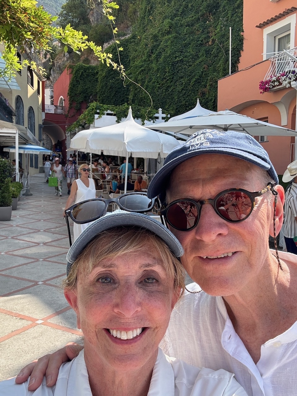 Barbara Nevins Taylor and Nick Taylor selfie in Positano. 