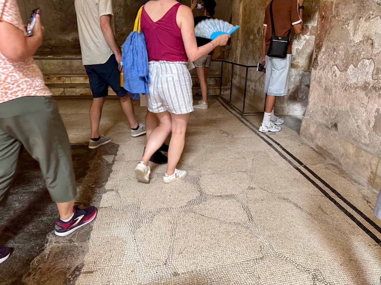 Mosaic floor in bathhouse. 