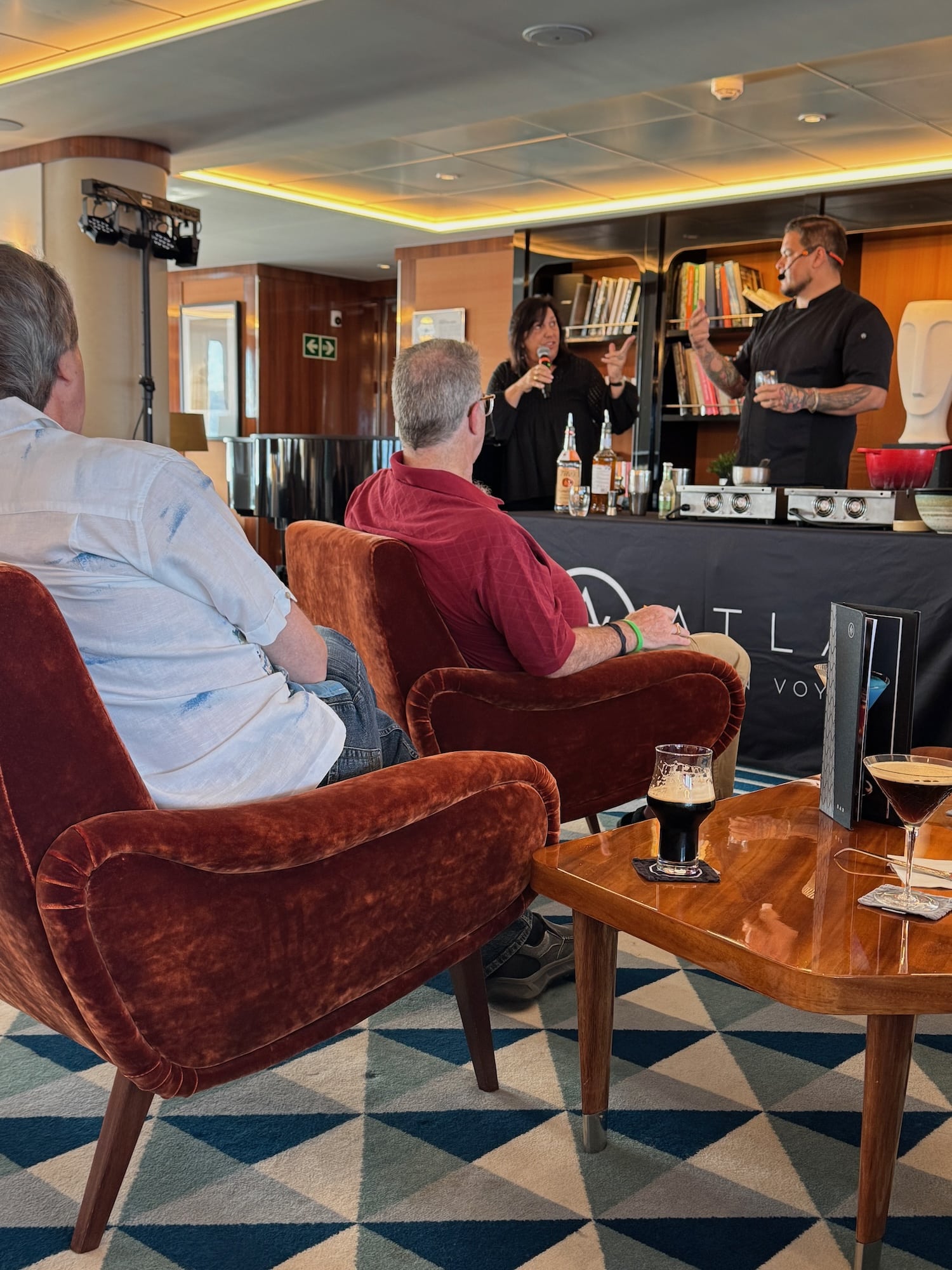 Mara Papatheodorou and Ippy Aiona giving a demonstration about making ricotta.