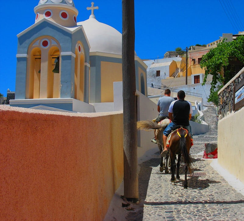 Donkey ride up the hill at Fira Santorini. Photo by Rennett Stowe Rennett Stowe. Creative Commons License via Flickr