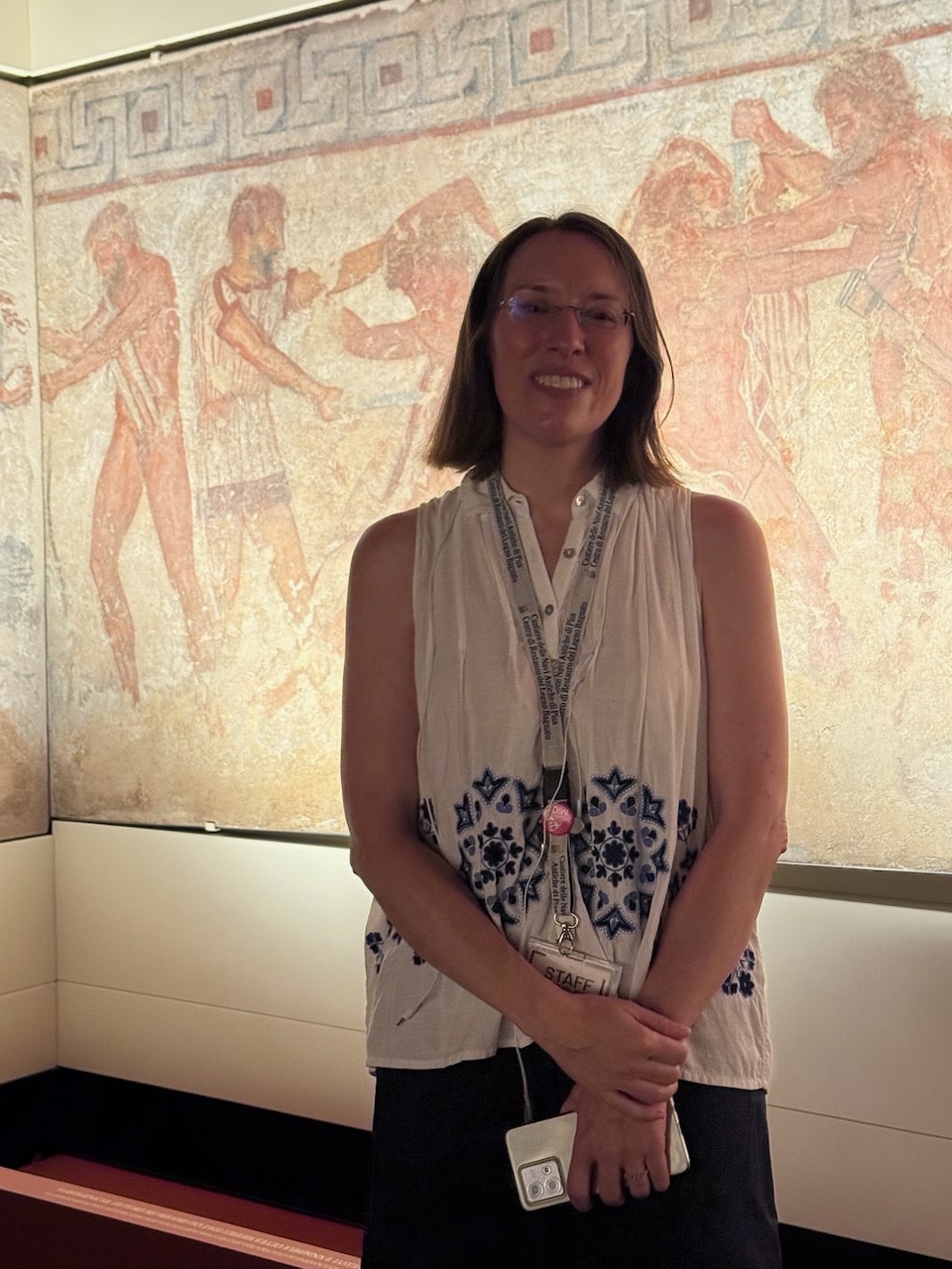 Francesca Mazzoncini in the tomb portion of the Etruscan Museum. Photo by ConsumerMojo.com