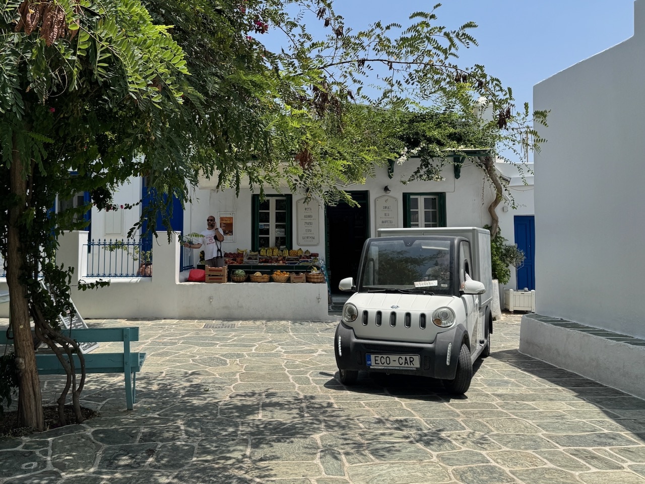 Small fruit stand in Chora. Photo by ConsumerMojo.com