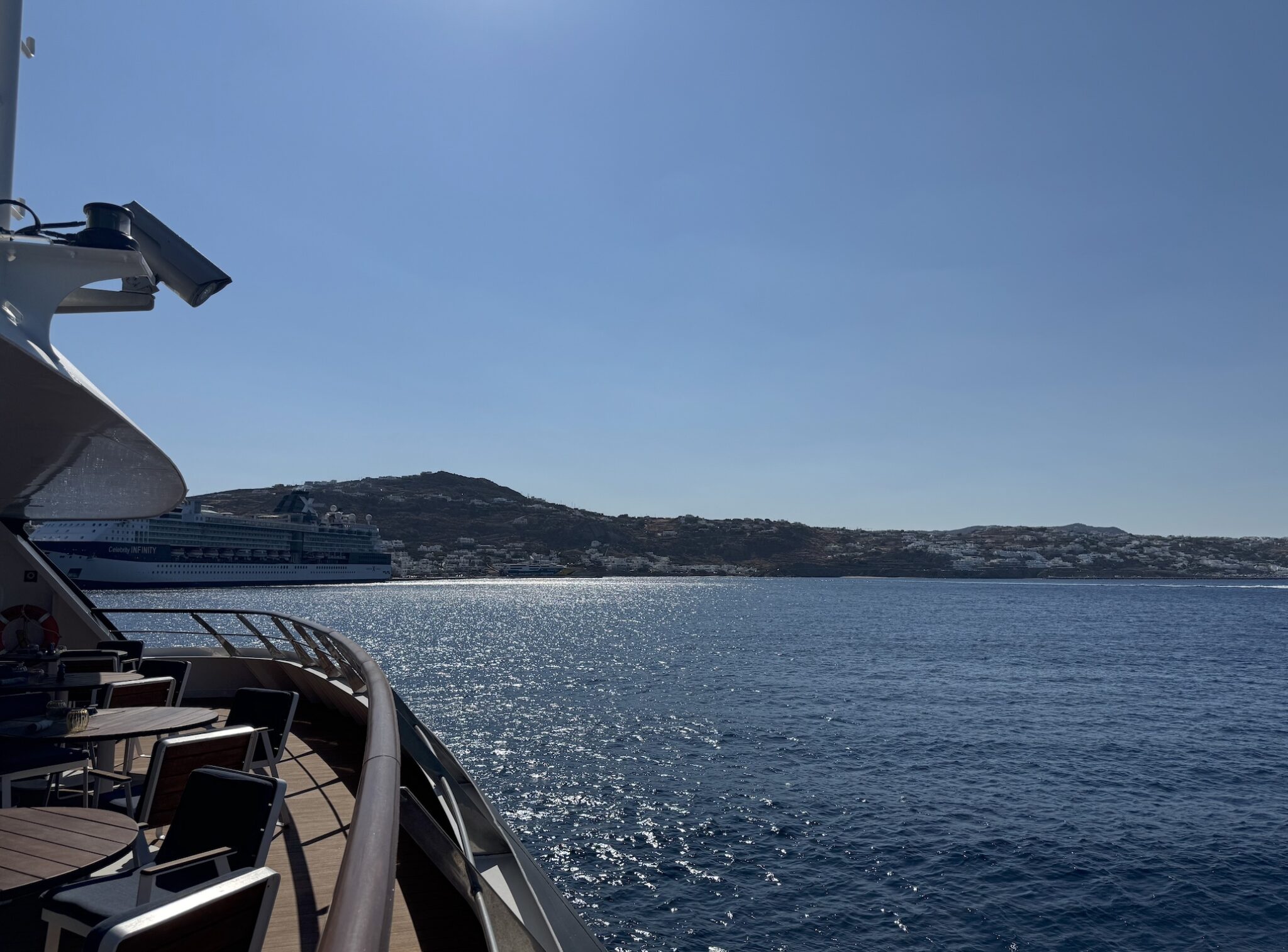 Approaching Mykonos from World Traveller cruise ship. Photo by ConsumerMojo.com